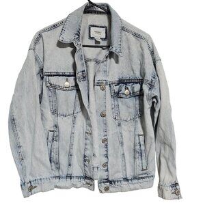 Forever 21 Retro Jean Jacket Womens Size Small Light Wash Denim 80s 90s Fashion